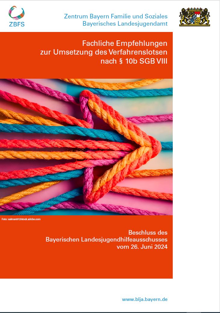 Cover der Fachlichen Empfehlungen zur Umsetzung des Verfahrenslotsen nach § 10b SGB VIII